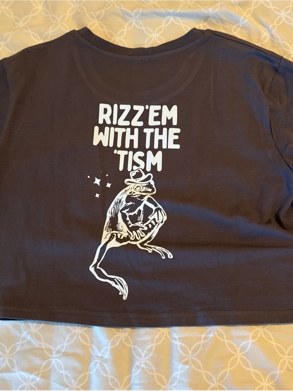 Crop Top with 'Rizz'em With The 'Tism' Frog Graphic